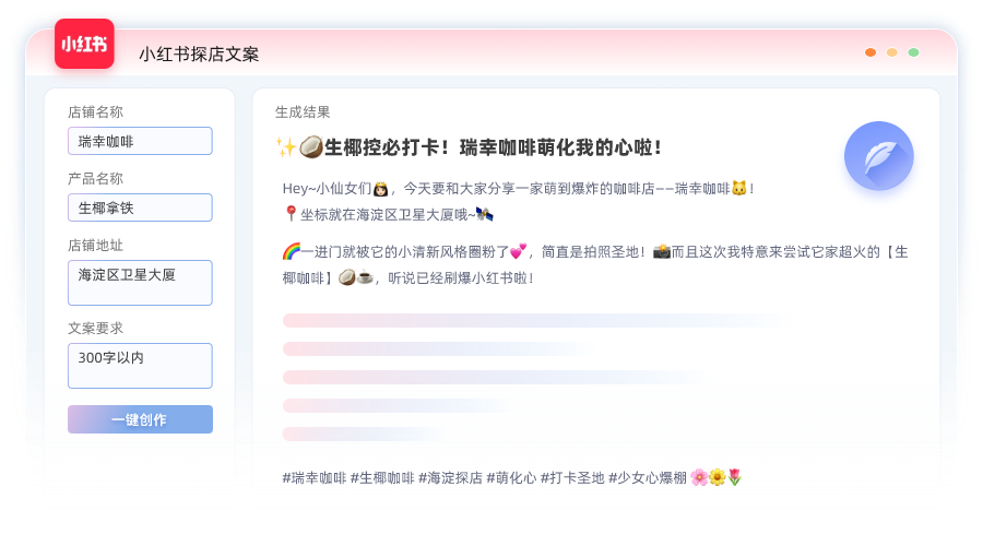 小红书探店文案